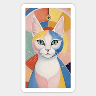 Hilma's Whimsical Catopia: Abstract Feline Harmony Sticker